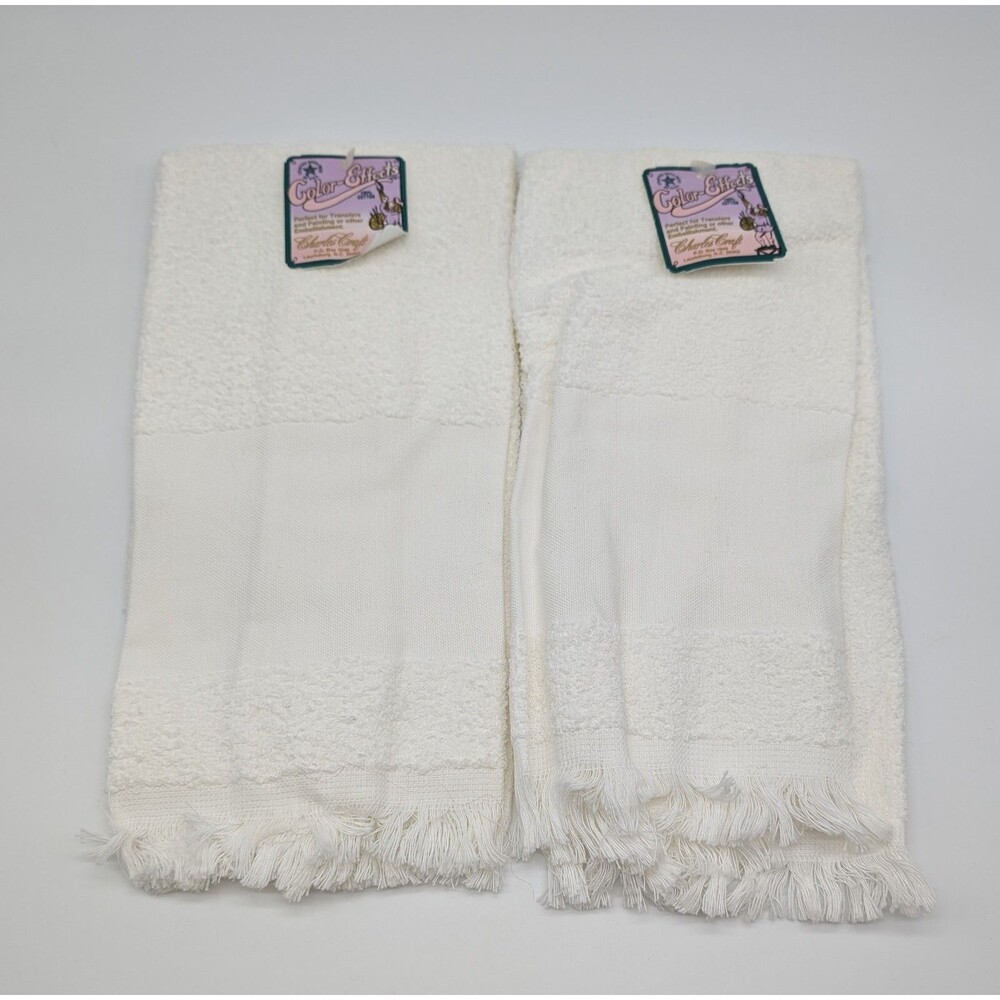 Set Of 2 Charles Craft White Color-Effects Kitchen Towels for Transfers Painting